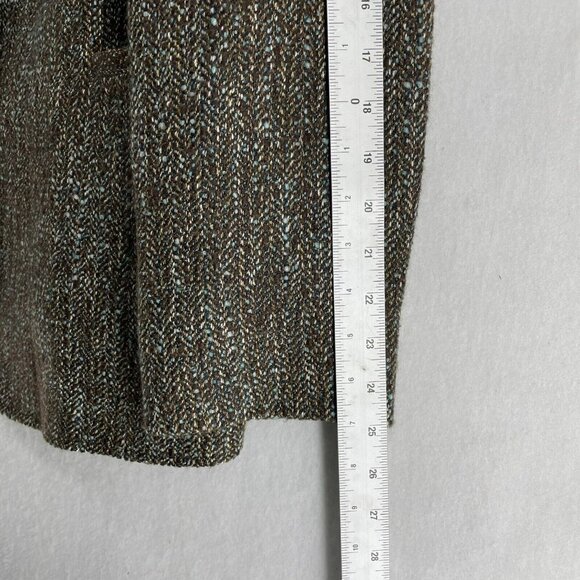 Ellen Tracy Blazer Jacket Women's Sz 10 Brown One Button Collared Pockets Tweed - Picture 6 of 13